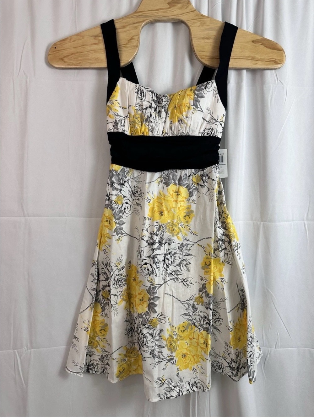 B Darlin Yellow and Black Floral Midi Dress